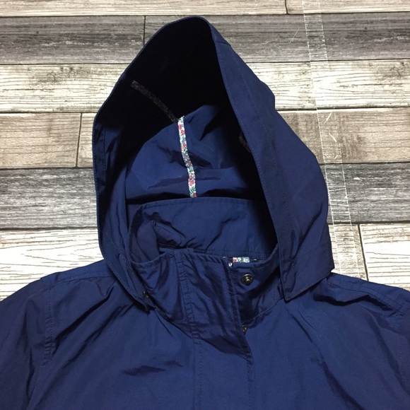Lands End Windbreaker Jacket Women’s XL (18) Blue Full Zip Snap Removable Hood - Picture 7 of 11